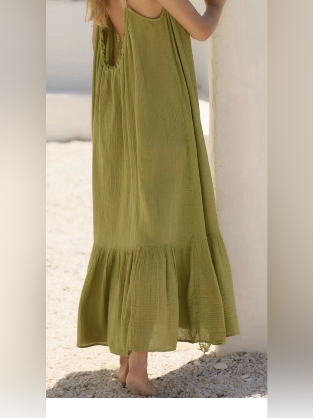 Anthropologie Malika Olive Gauze Maxi Dress Large - NWT